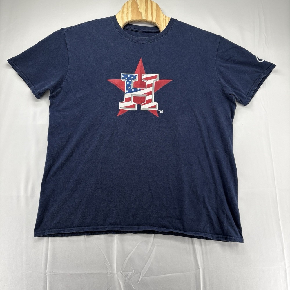 Houston Astros American Flag T-Shirt Men's Size XL By Cutter